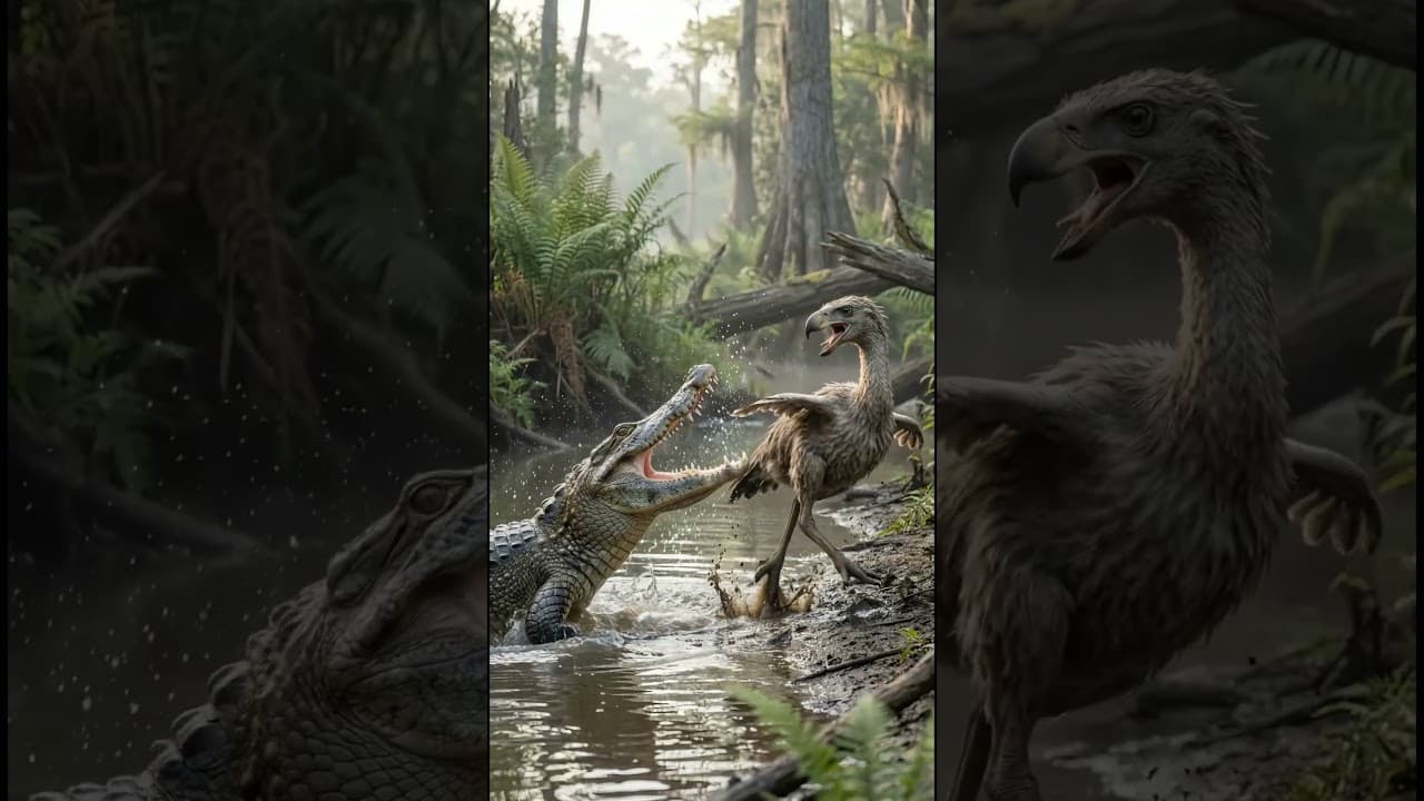 🦅💥 Mega-Kaiman vs. Terrorvogel – wenn der Jäger selbst zur Beute wird