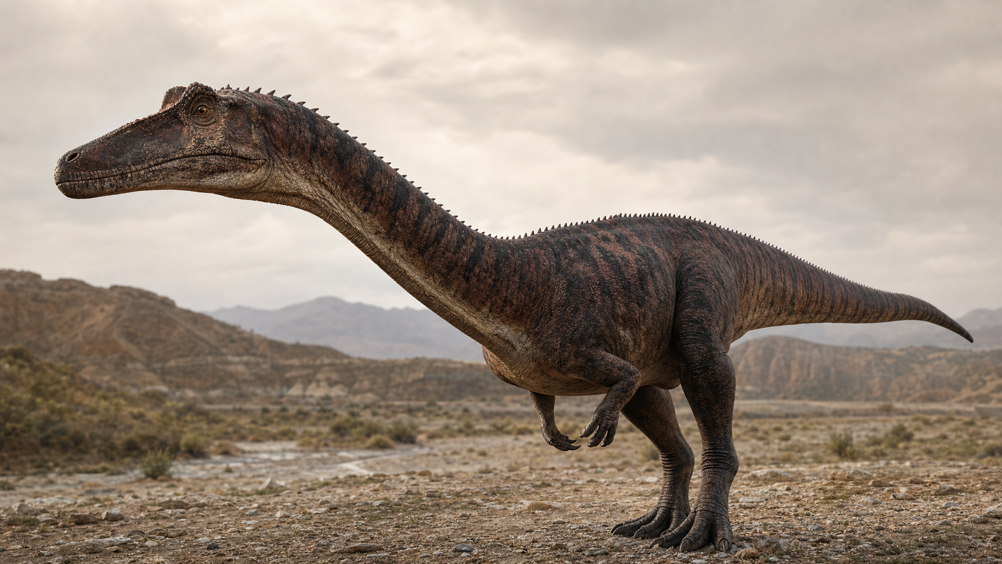 Künstlerische Rekonstruktion von Yuanmouraptor jinshajiangensis, einem metriacanthosauriden Theropoden aus dem mittleren Jura Chinas.
